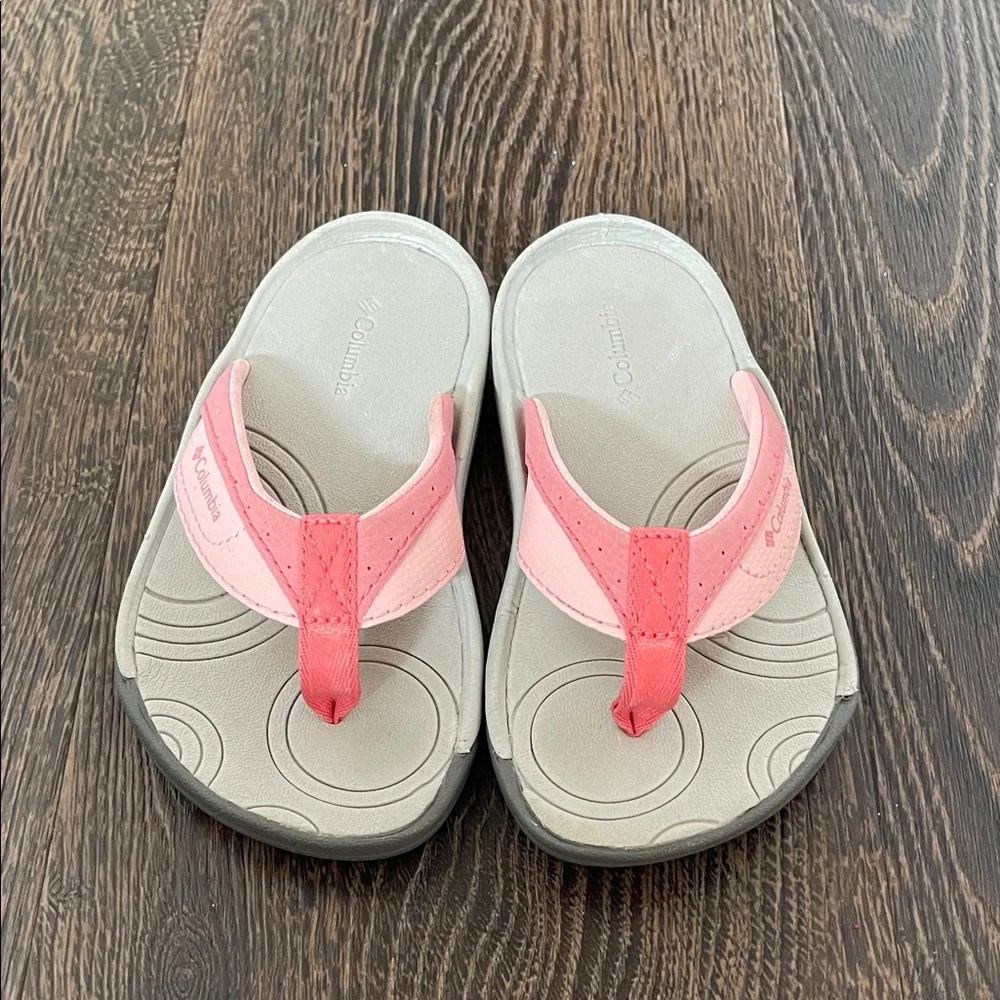 Columbia Toddler Girls Oliver Springs Pink and Gray Flip Flops size 9